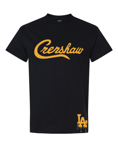 CRENSHAW SCRIPT GOLD TSHIRT CRENSHAW TSHIRT CALIFORNIA TSHIRT 